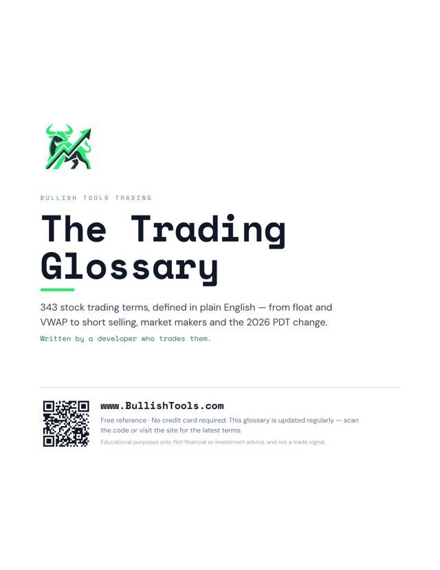 The Bullish Tools Trading Glossary — printable PDF eBook cover