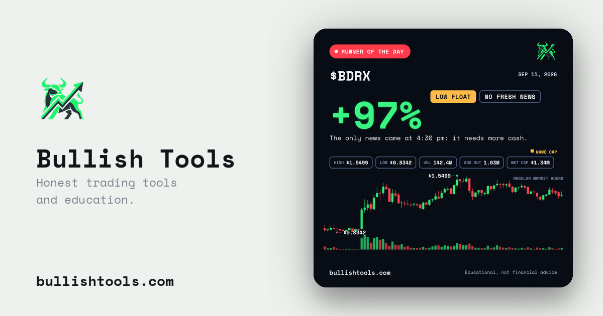 $BDRX Runner of the Day card