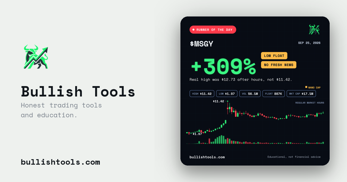 $MSGY Runner of the Day card