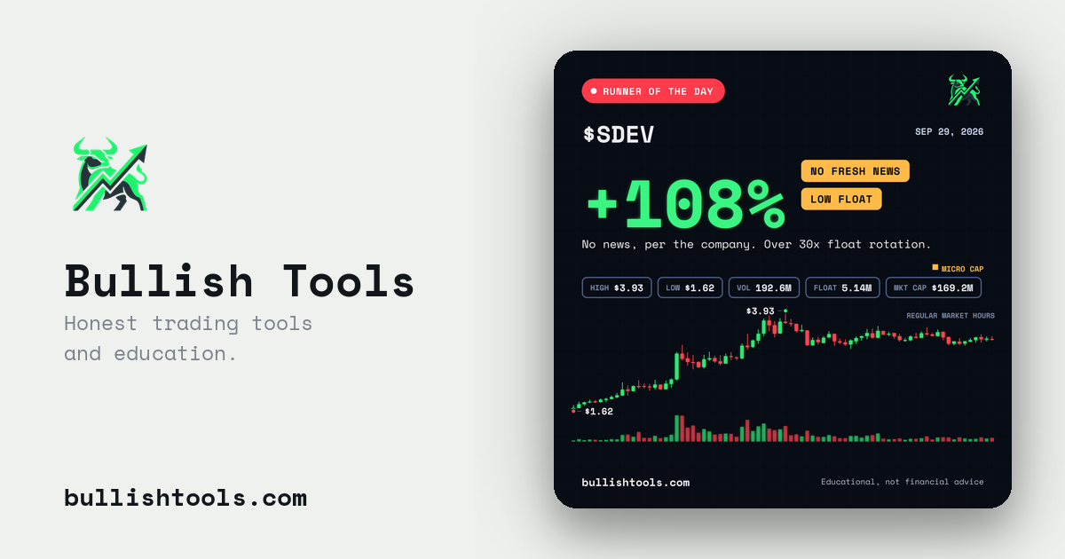 $SDEV Runner of the Day card
